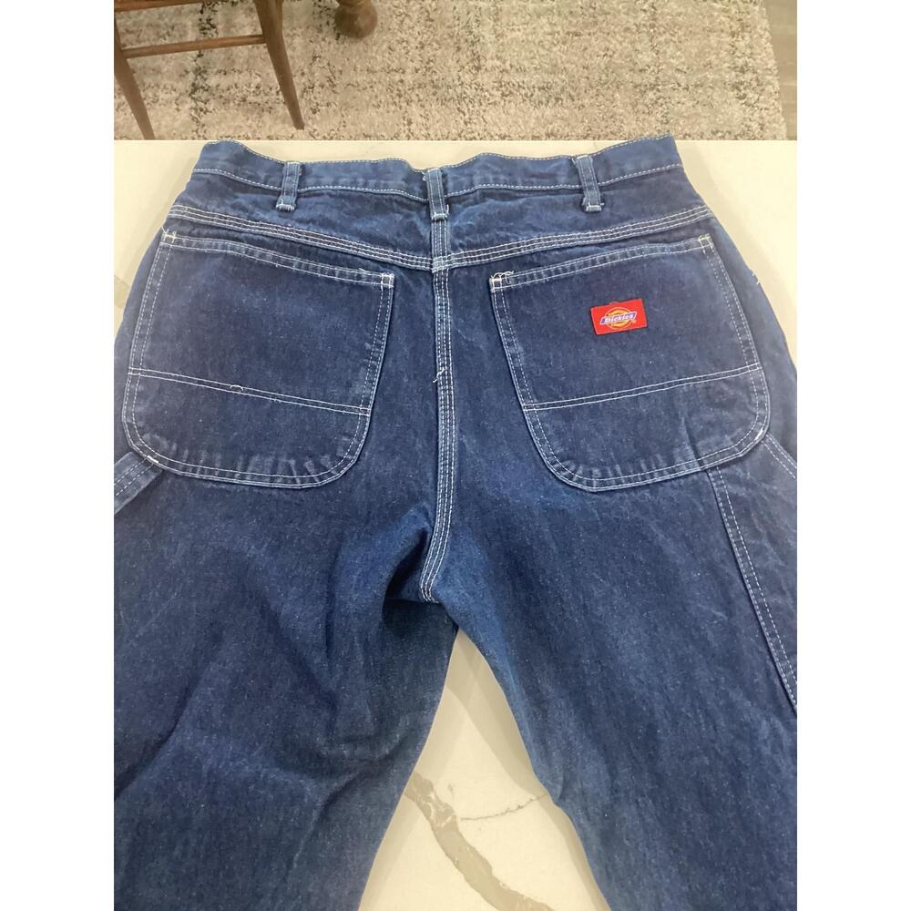 Dickies Blue Mens Dark Wash Zip Fly Carpenter Jeans 32X34 - Picture 9 of 10